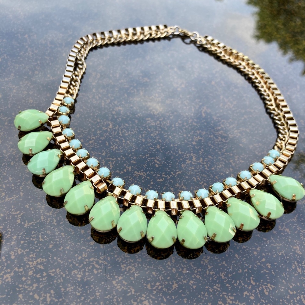 Egyptian green stone collar necklace